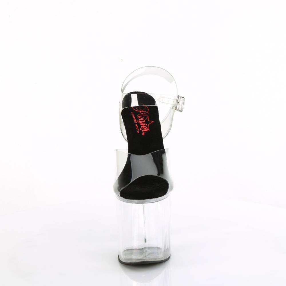 Pleaser - NAUGHTY808 Sandale à bride à la cheville, Pole dance chaussures - Noir/Transparent Product image